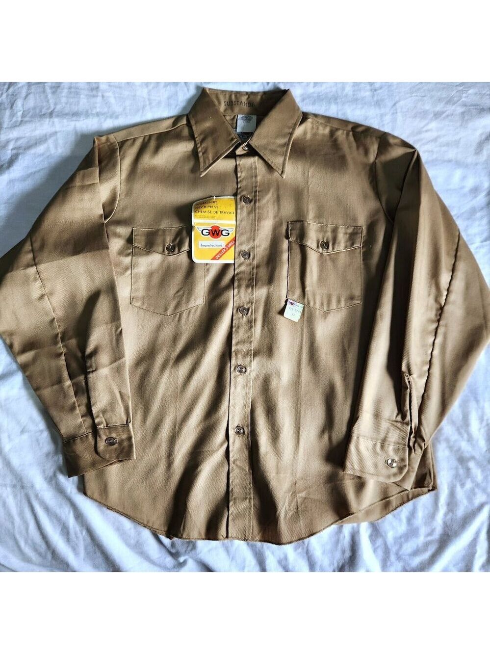 Vintage GWG Work Shirt Button Up Collared 17 1/2 Neck New with Tags